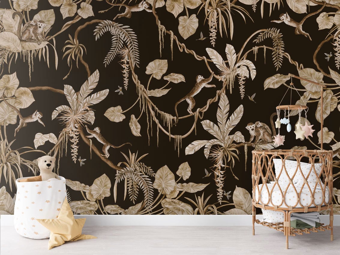 Playful Monkeys - Vintage Black styled in a room