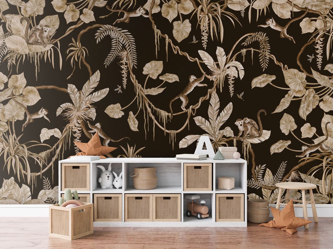 Playful Monkeys - Vintage Black styled in a room