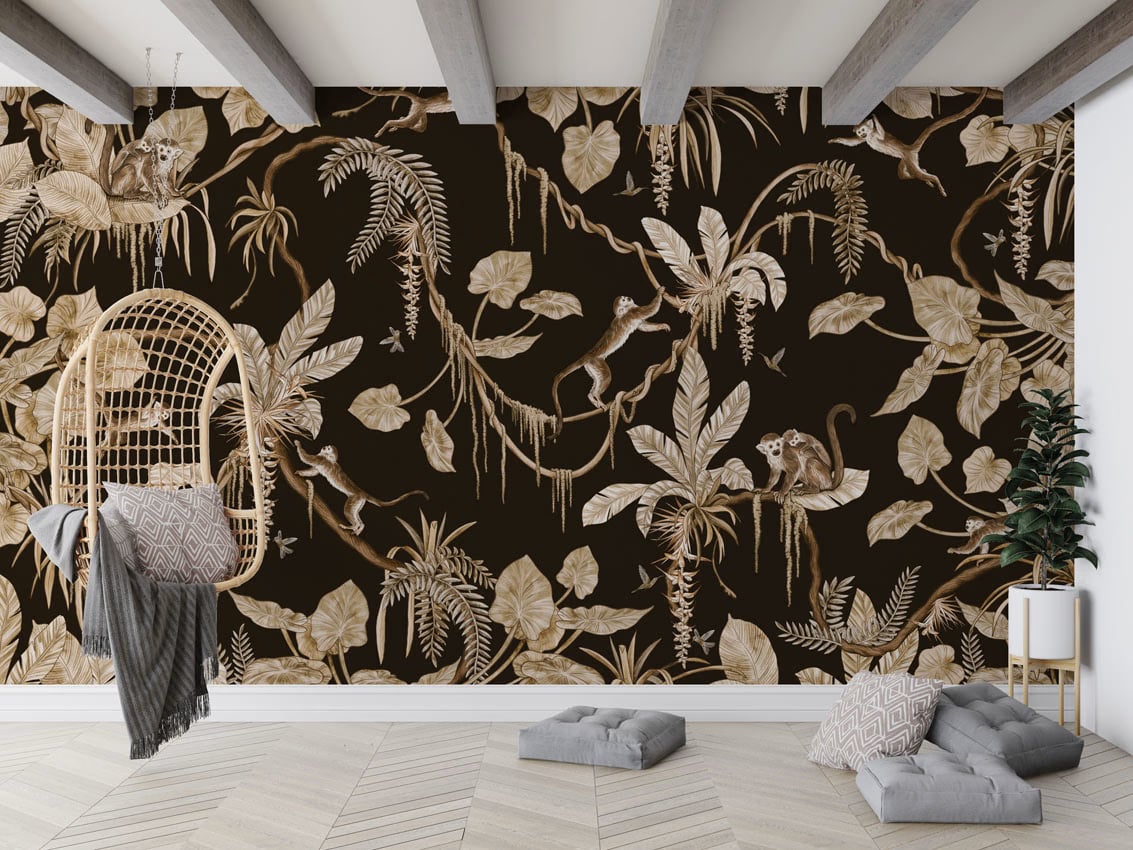 Playful Monkeys - Vintage Black styled in a room