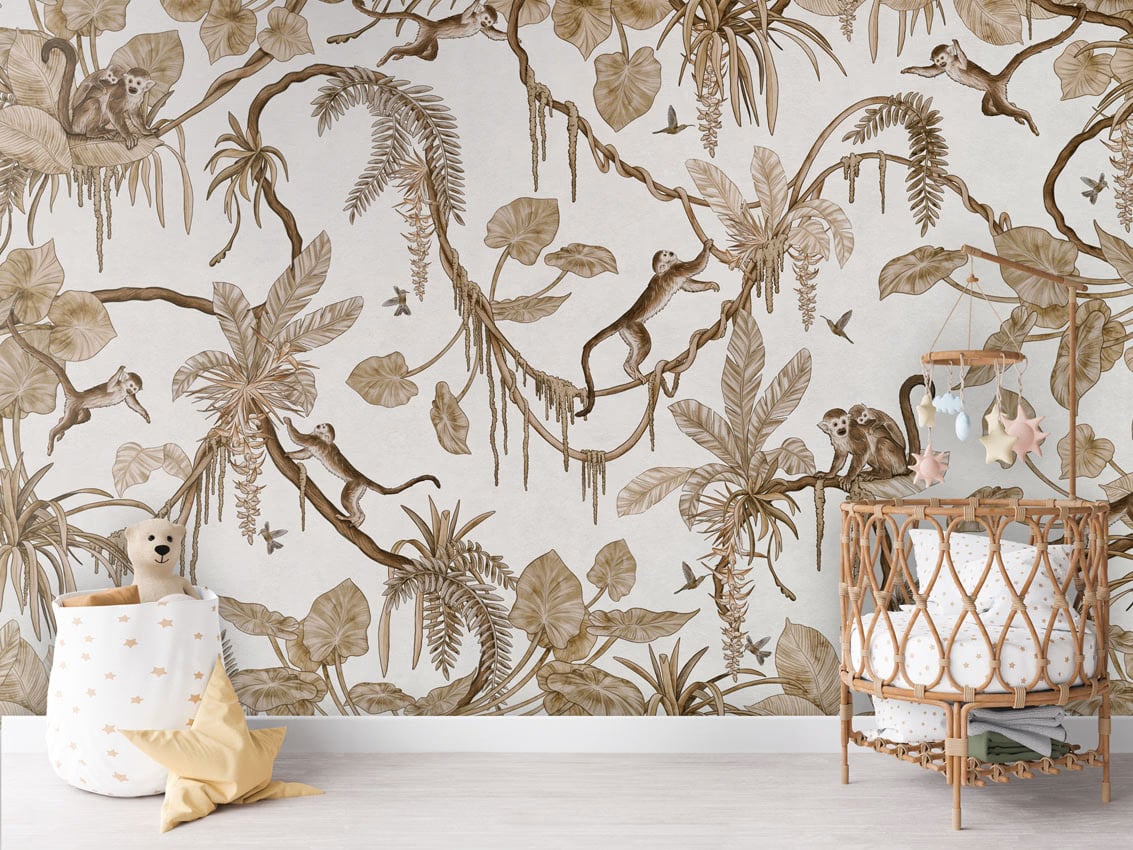 Playful Monkeys - Vintage White styled in a room