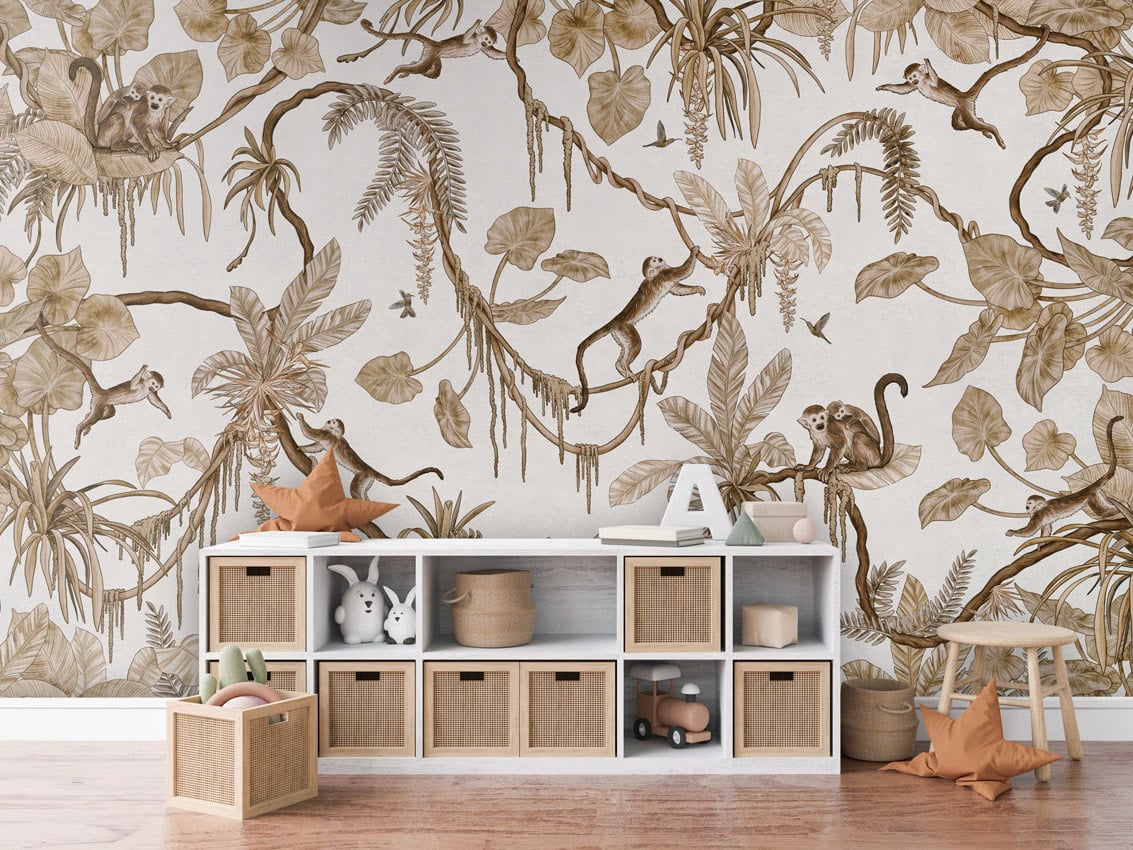 Playful Monkeys - Vintage White styled in a room