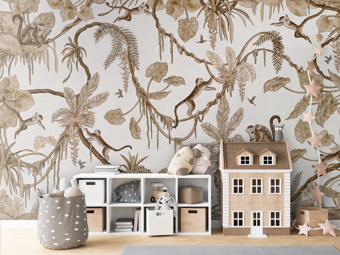 Playful Monkeys - Vintage White styled in a room