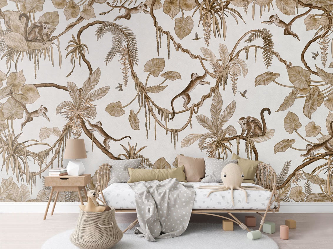 Playful Monkeys - Vintage White styled in a room