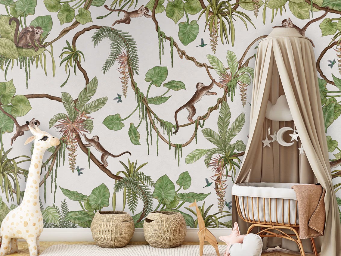 Playful Monkeys - White styled in a room