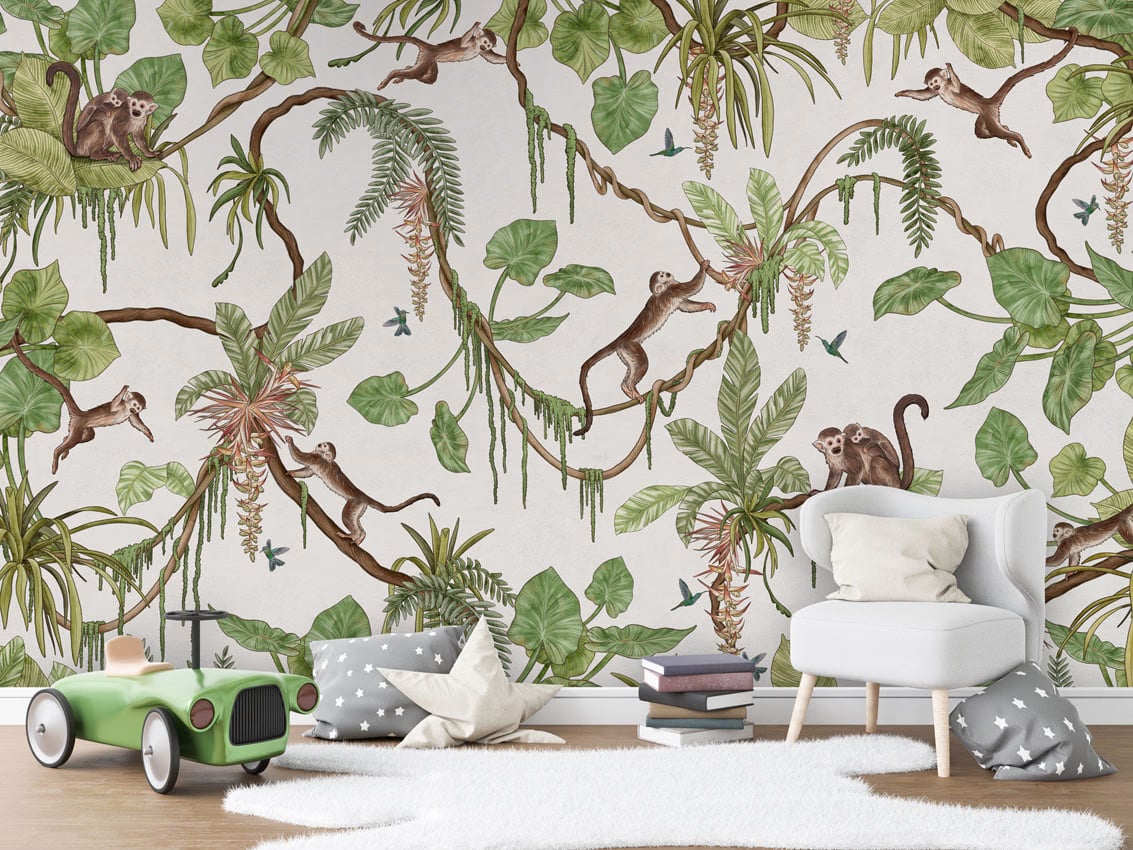 Playful Monkeys - White styled in a room