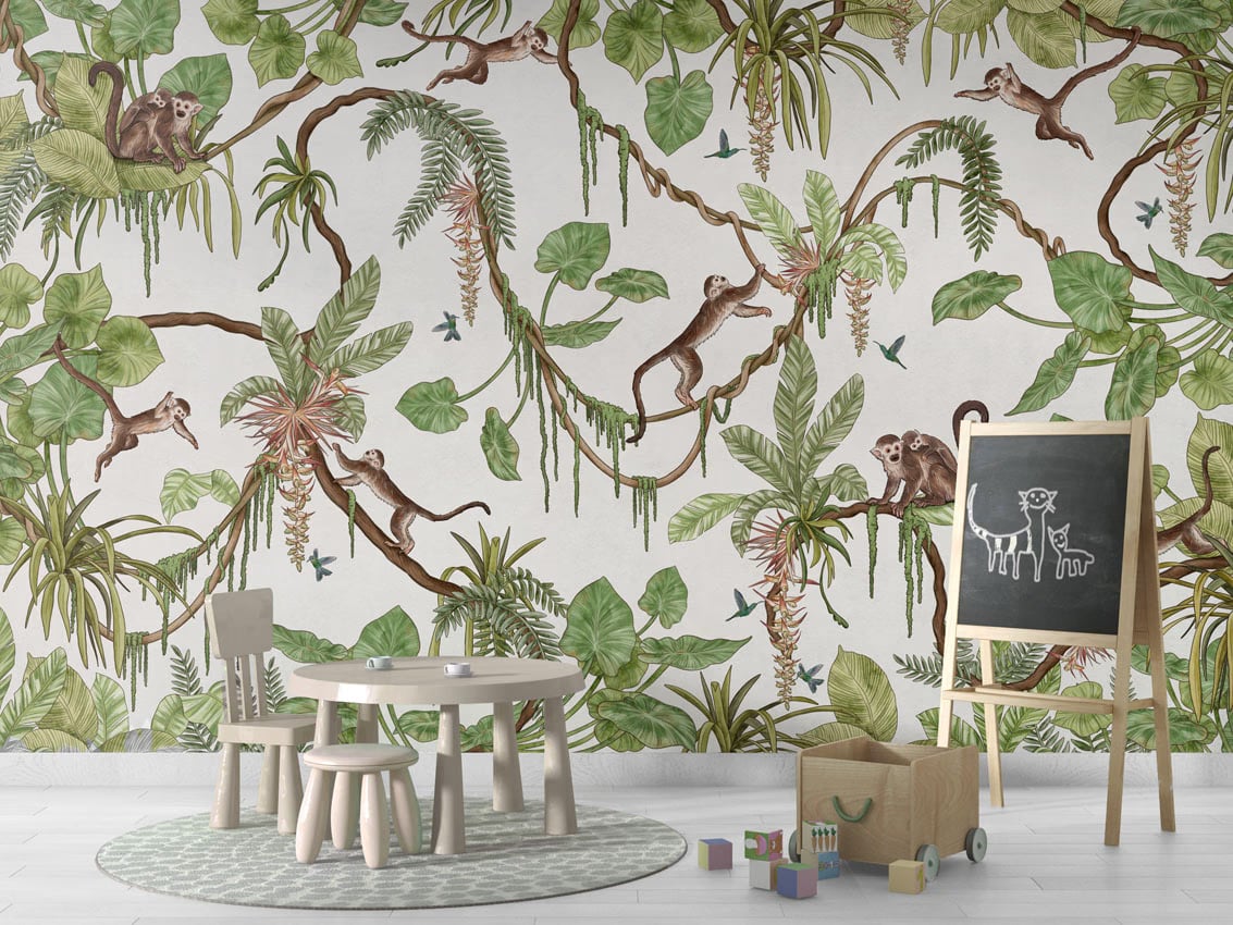 Playful Monkeys - White styled in a room