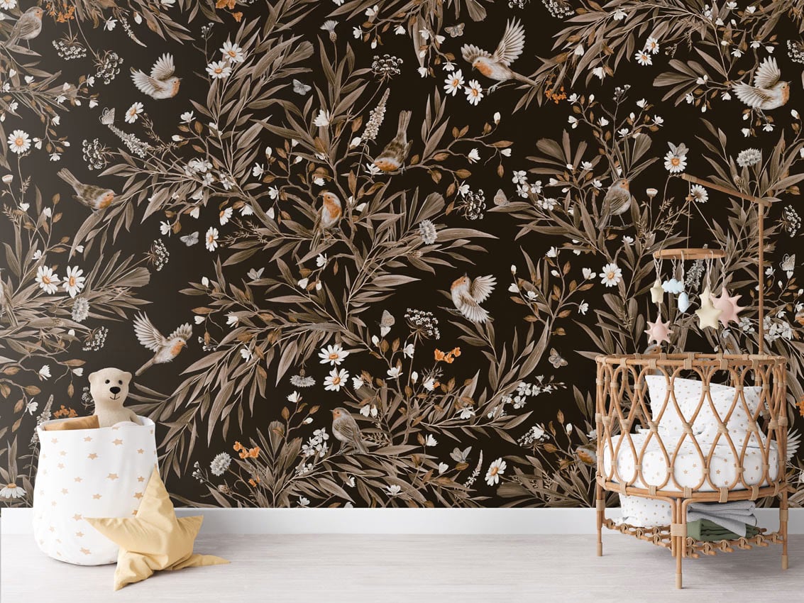 Playful Robins - Vintage Black styled in a room