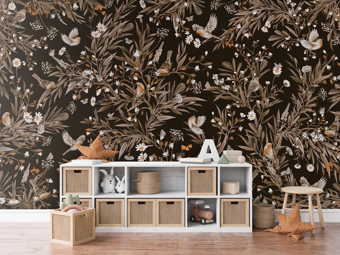 Playful Robins - Vintage Black styled in a room