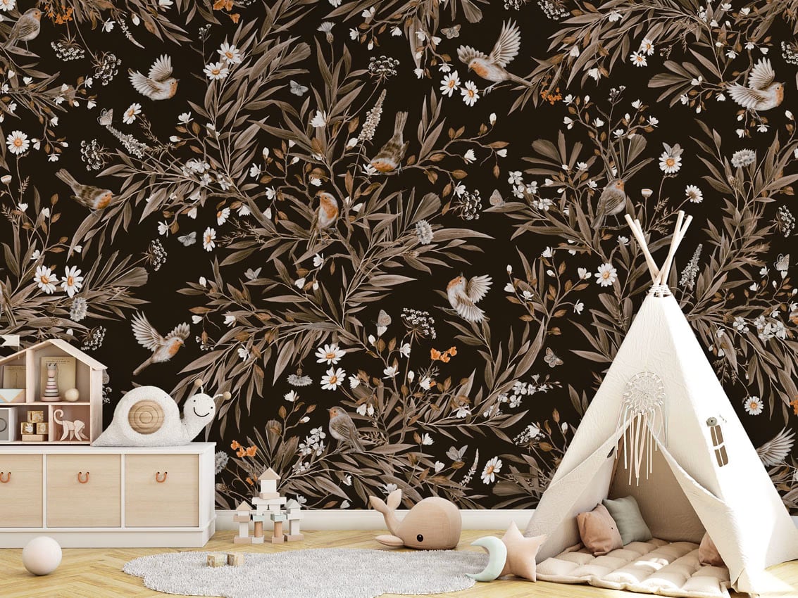 Playful Robins - Vintage Black styled in a room