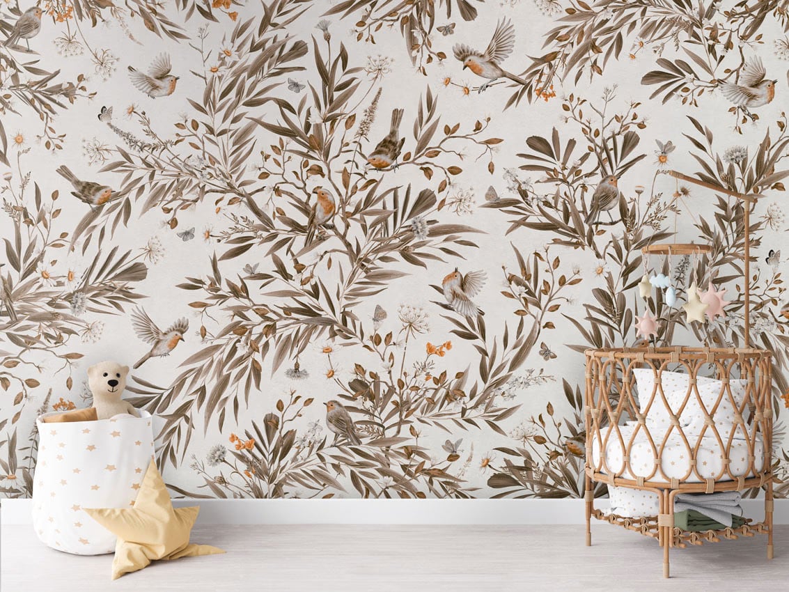 Playful Robins - Vintage White styled in a room