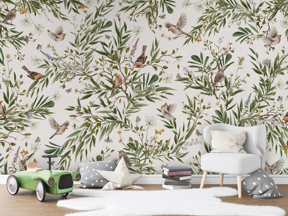 Playful Robins - White styled in a room
