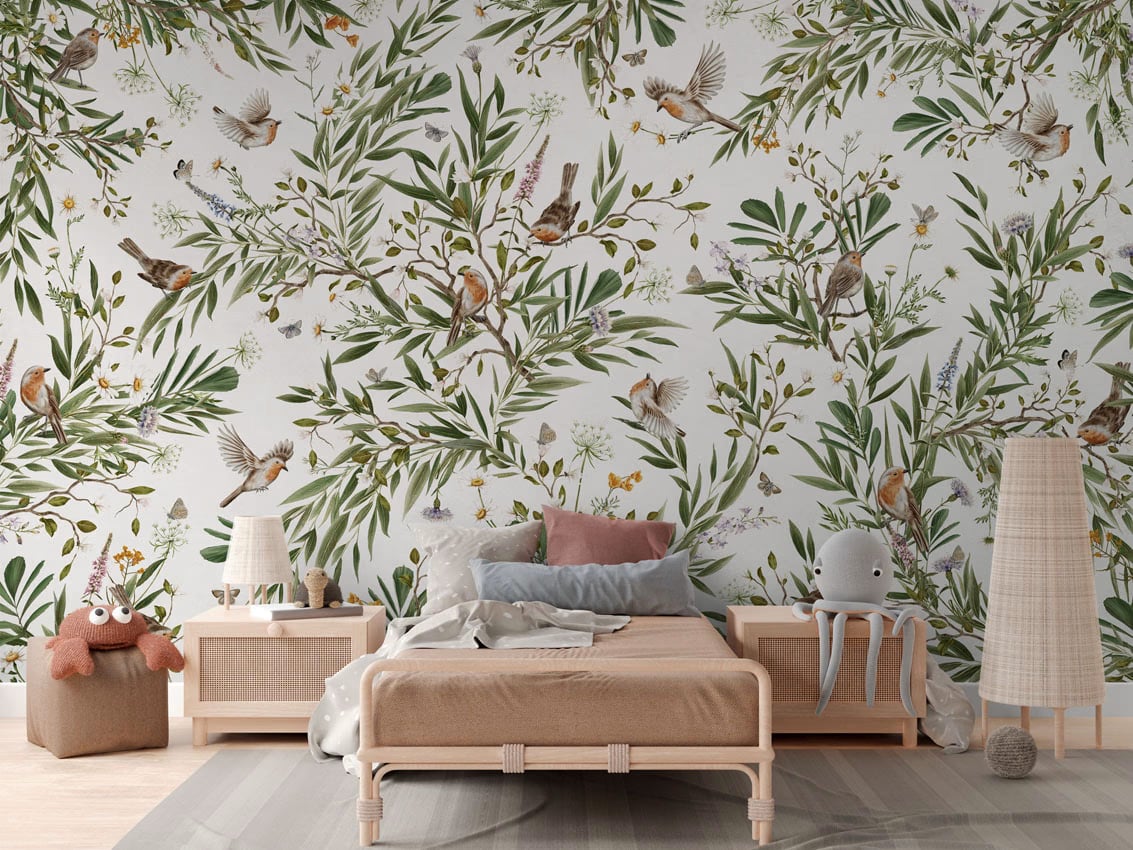 Playful Robins - White styled in a room