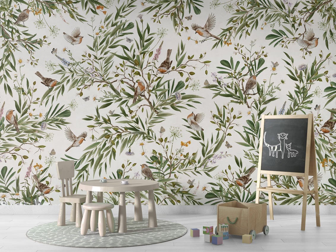 Playful Robins - White styled in a room