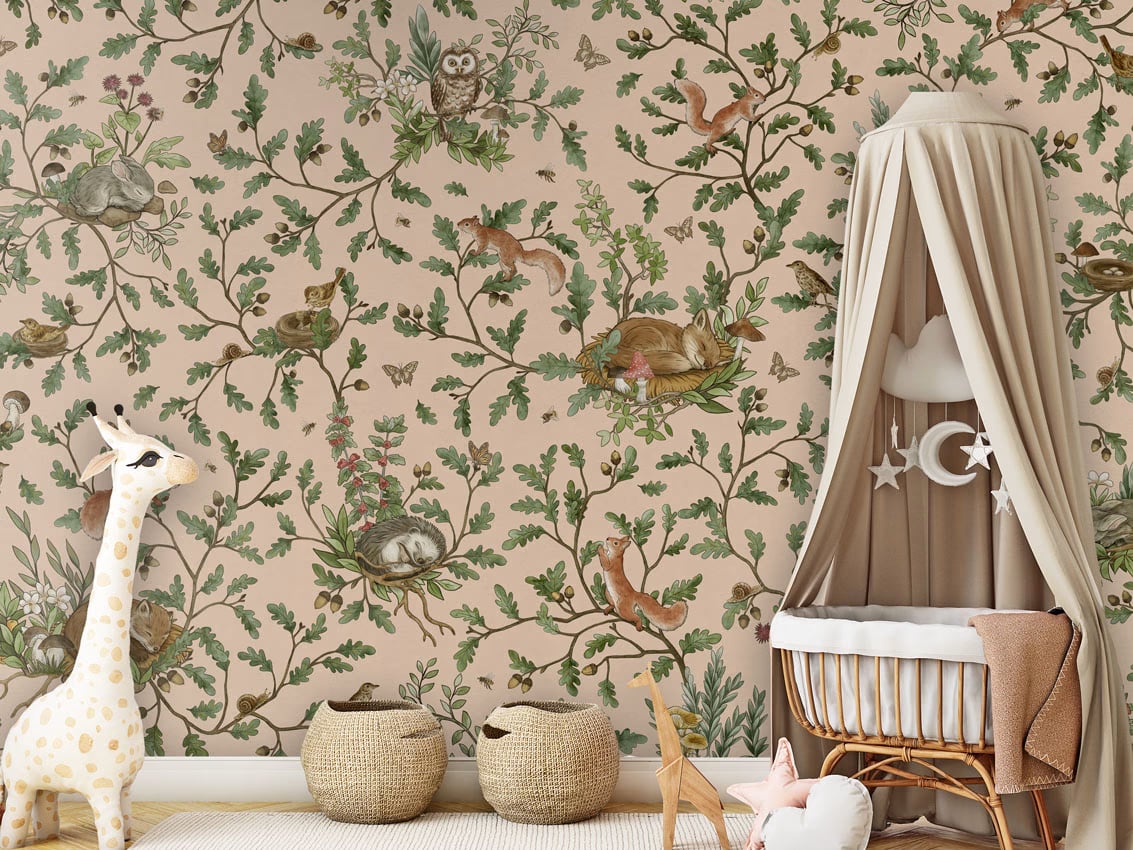 Playful Woods - Beige styled in a room