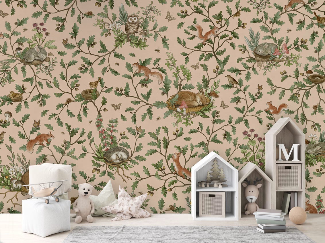 Playful Woods - Beige styled in a room