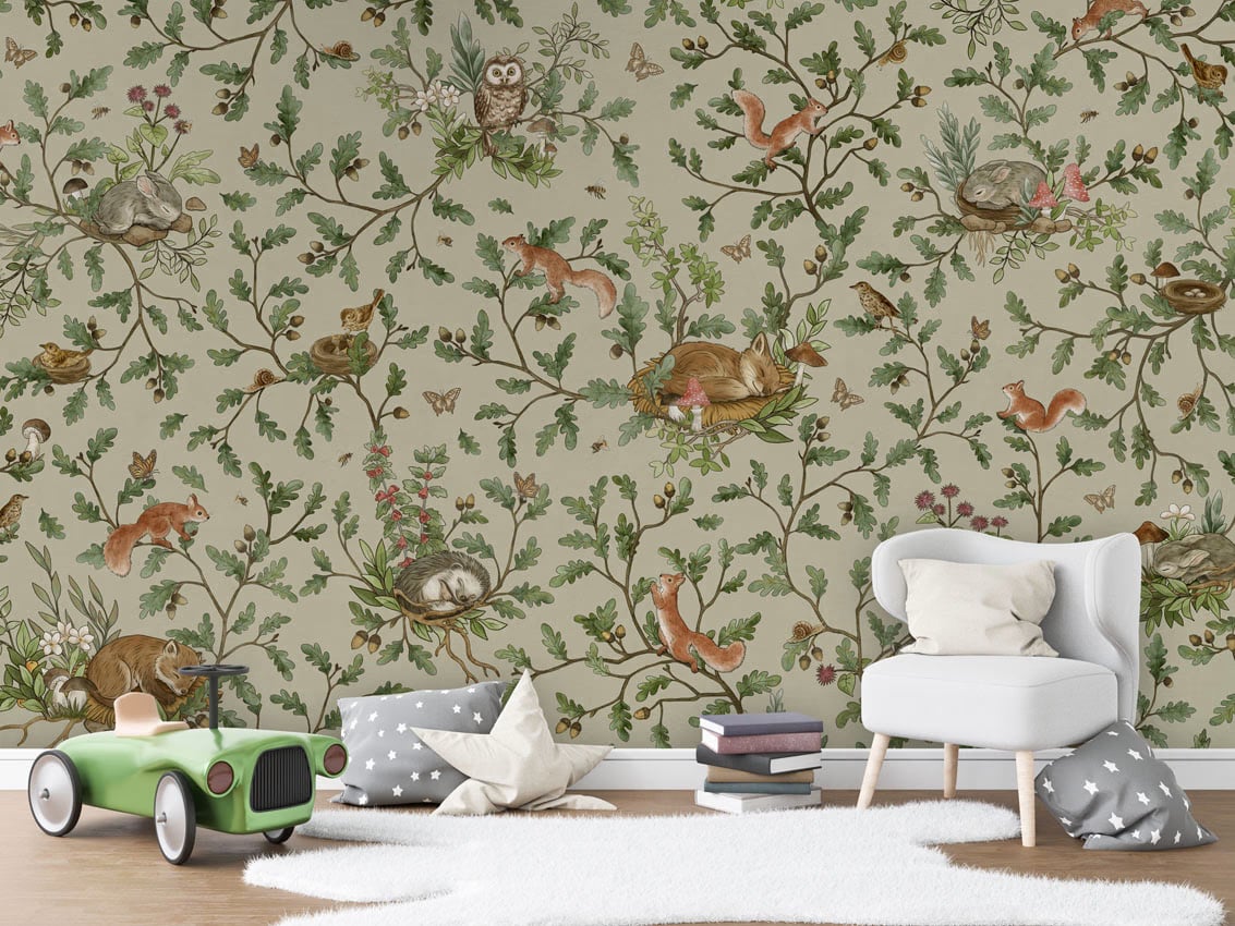Playful Woods - Green styled in a room