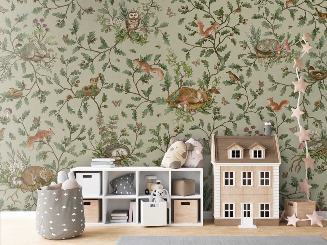 Playful Woods - Green styled in a room