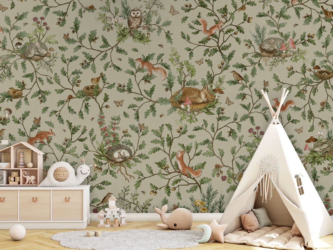 Playful Woods - Green styled in a room