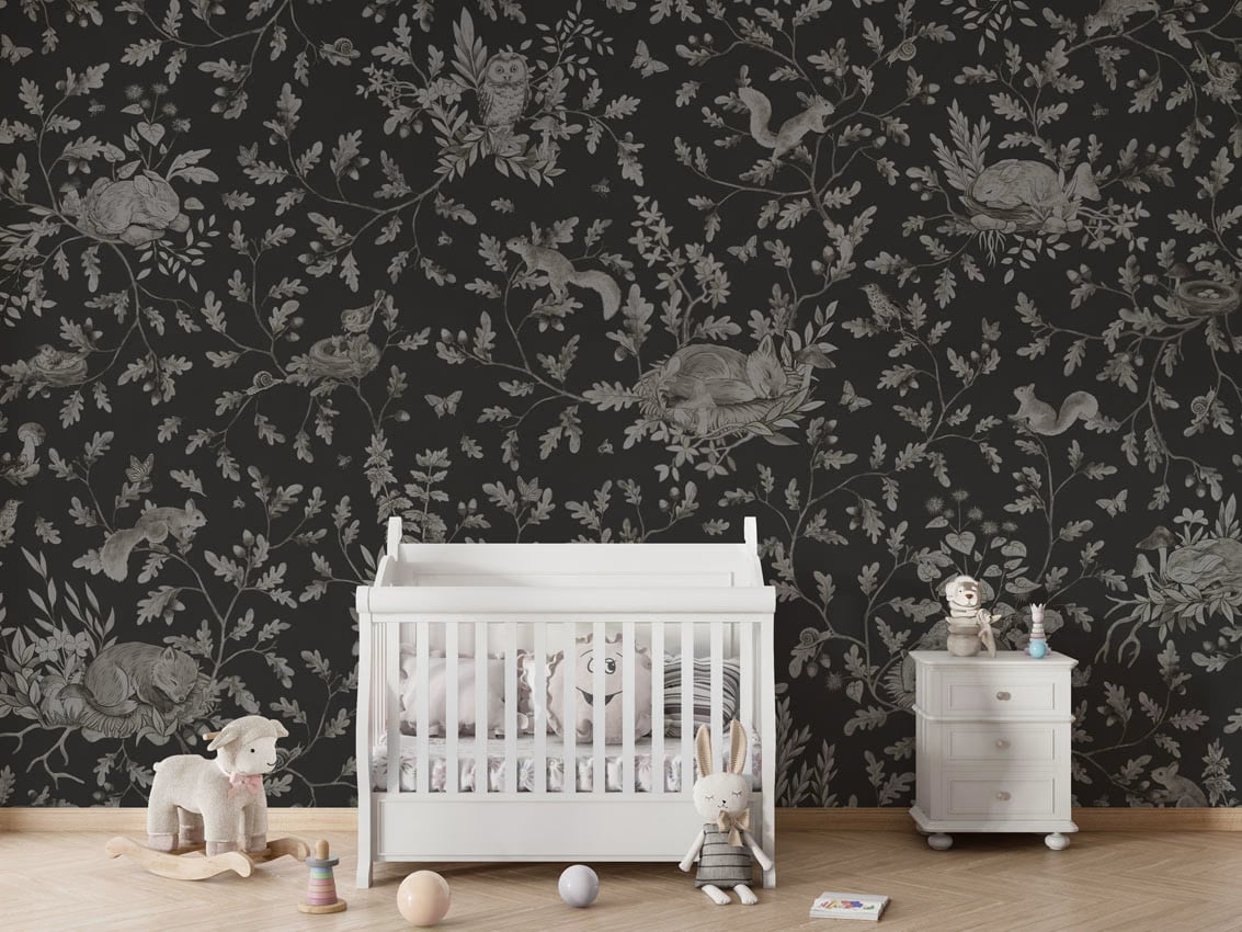 Playful Woods - Monochrome Black styled in a room