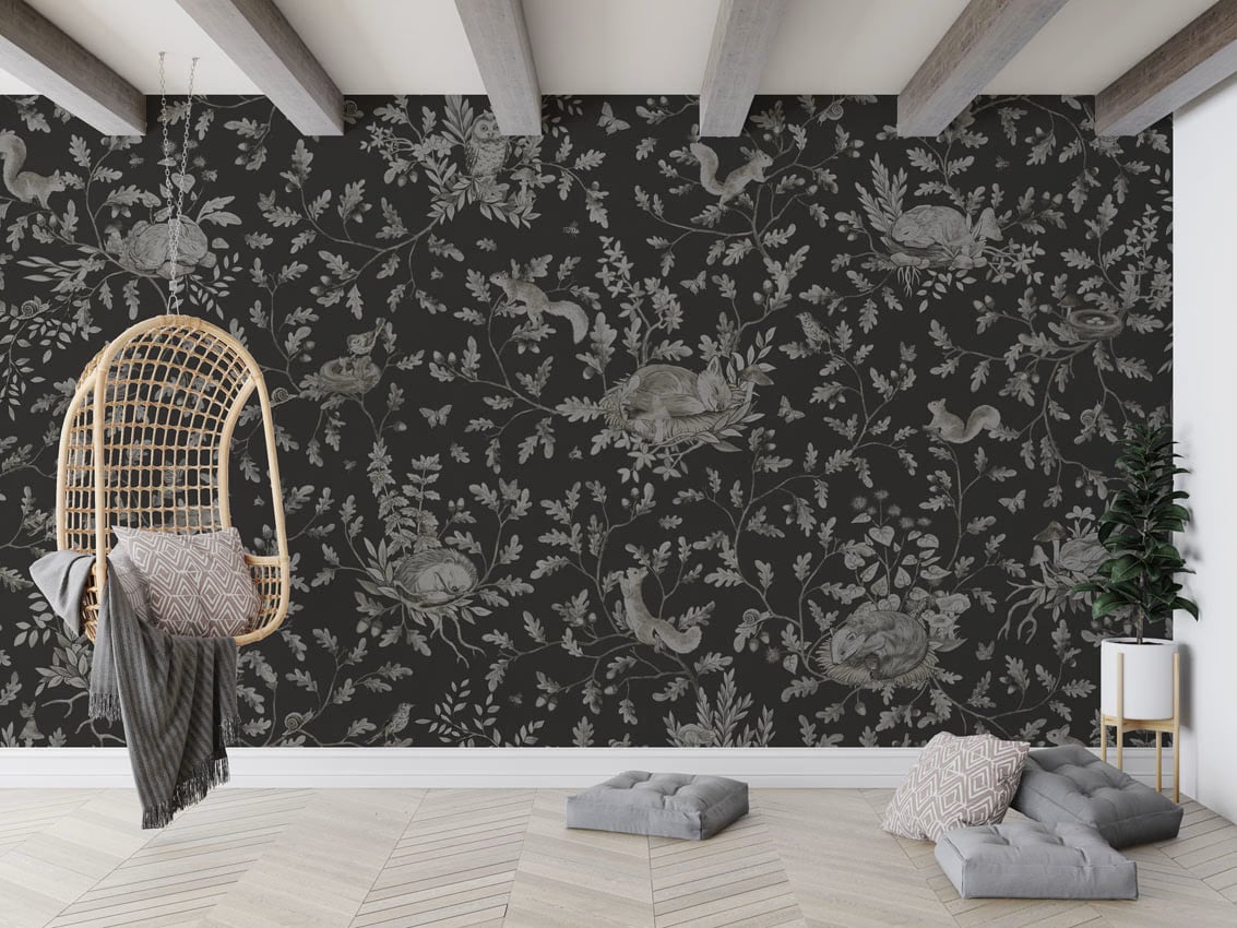 Playful Woods - Monochrome Black styled in a room