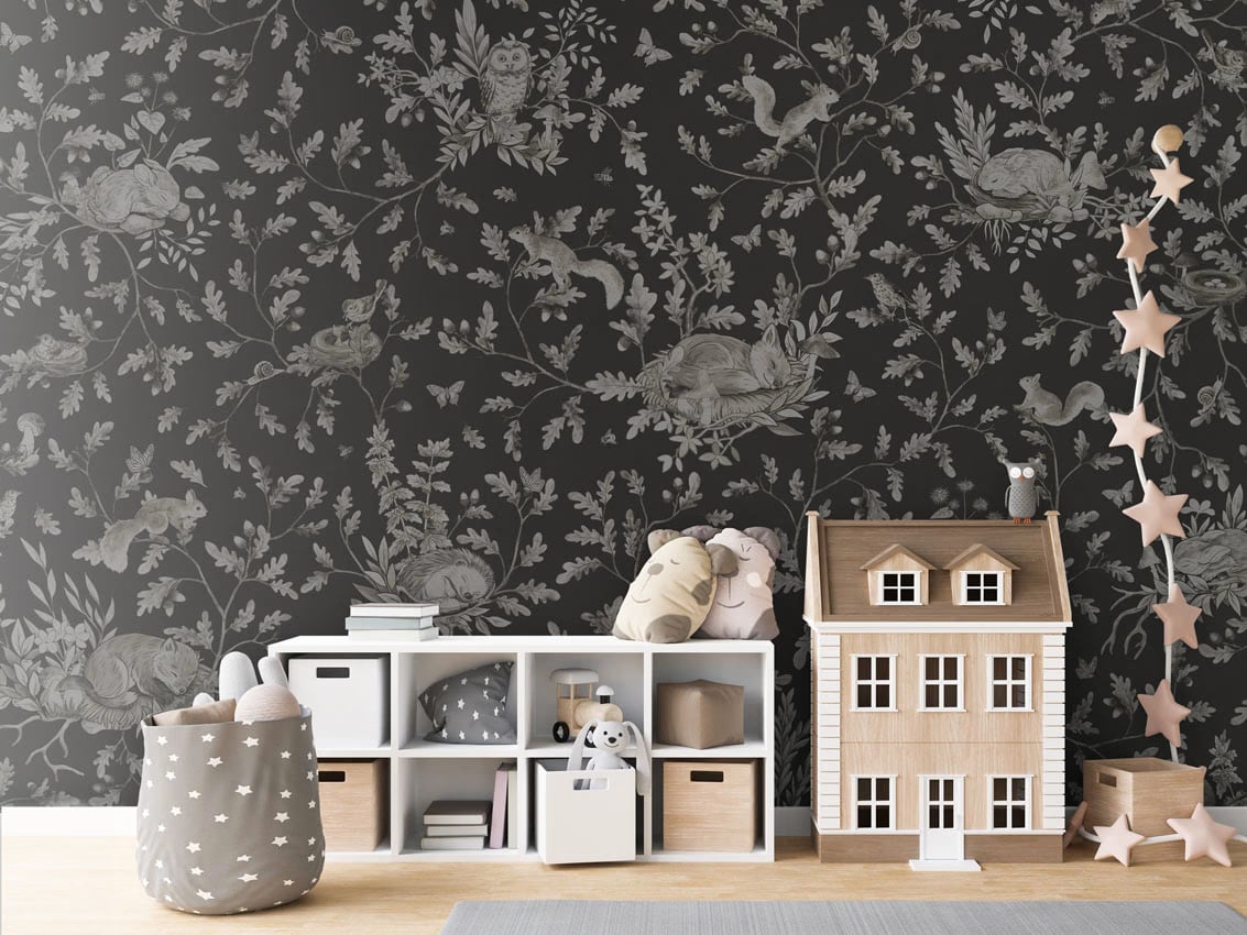 Playful Woods - Monochrome Black styled in a room