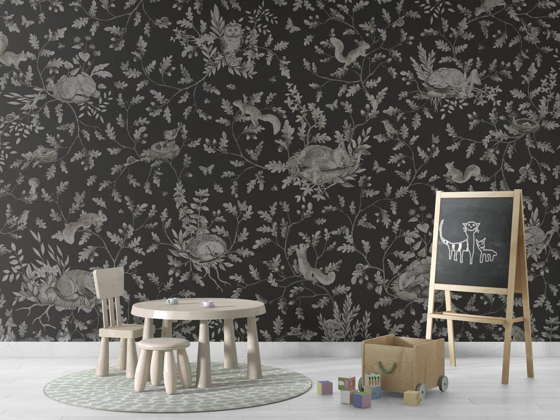 Playful Woods - Monochrome Black styled in a room