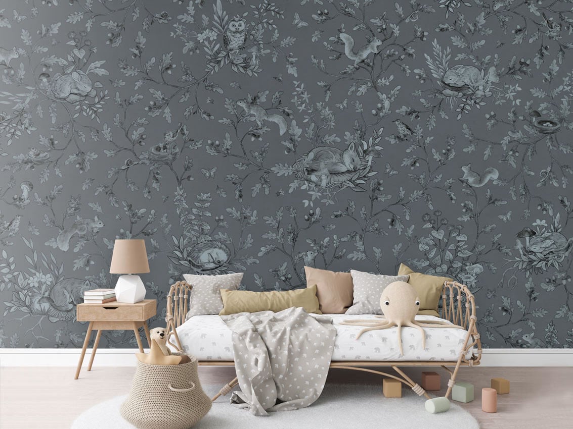 Playful Woods - Monochrome Blue styled in a room