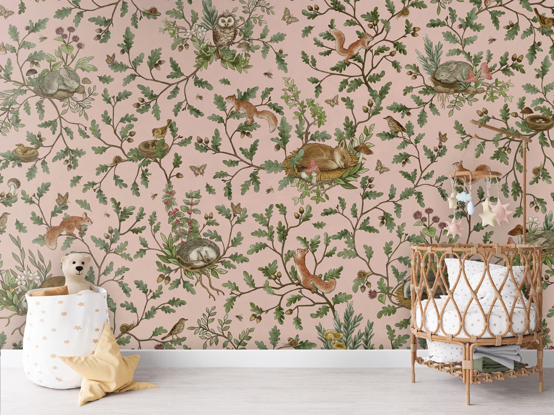 Playful Woods - Pink styled in a room