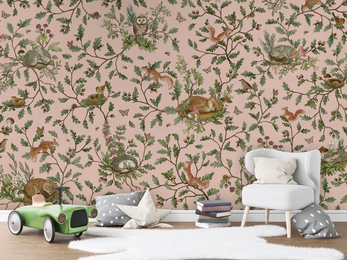 Playful Woods - Pink styled in a room