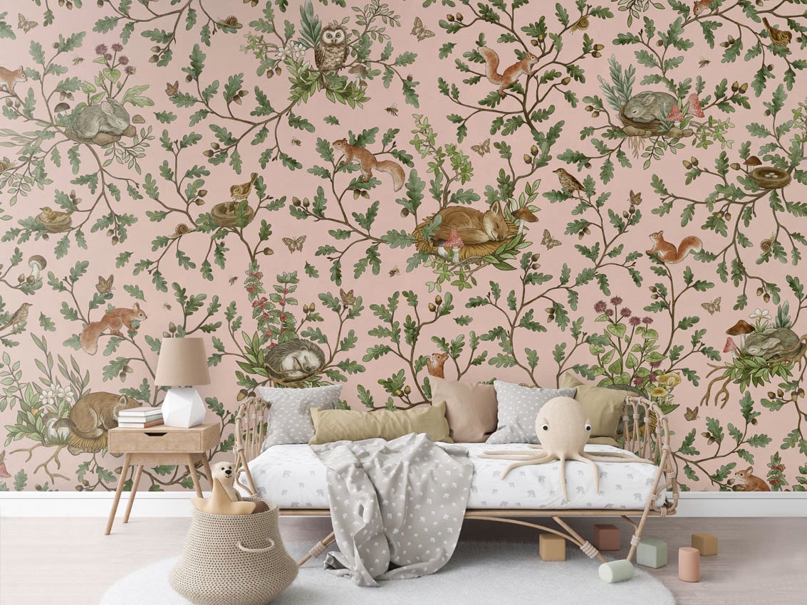 Playful Woods - Pink styled in a room