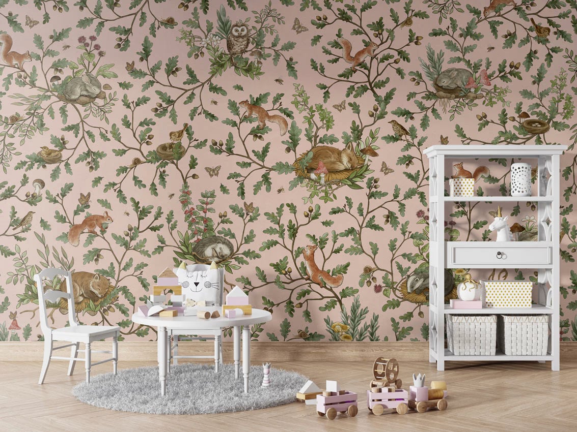 Playful Woods - Pink styled in a room