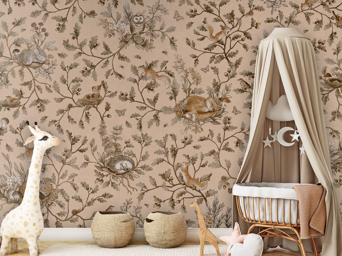 Playful Woods - Vintage Beige styled in a room