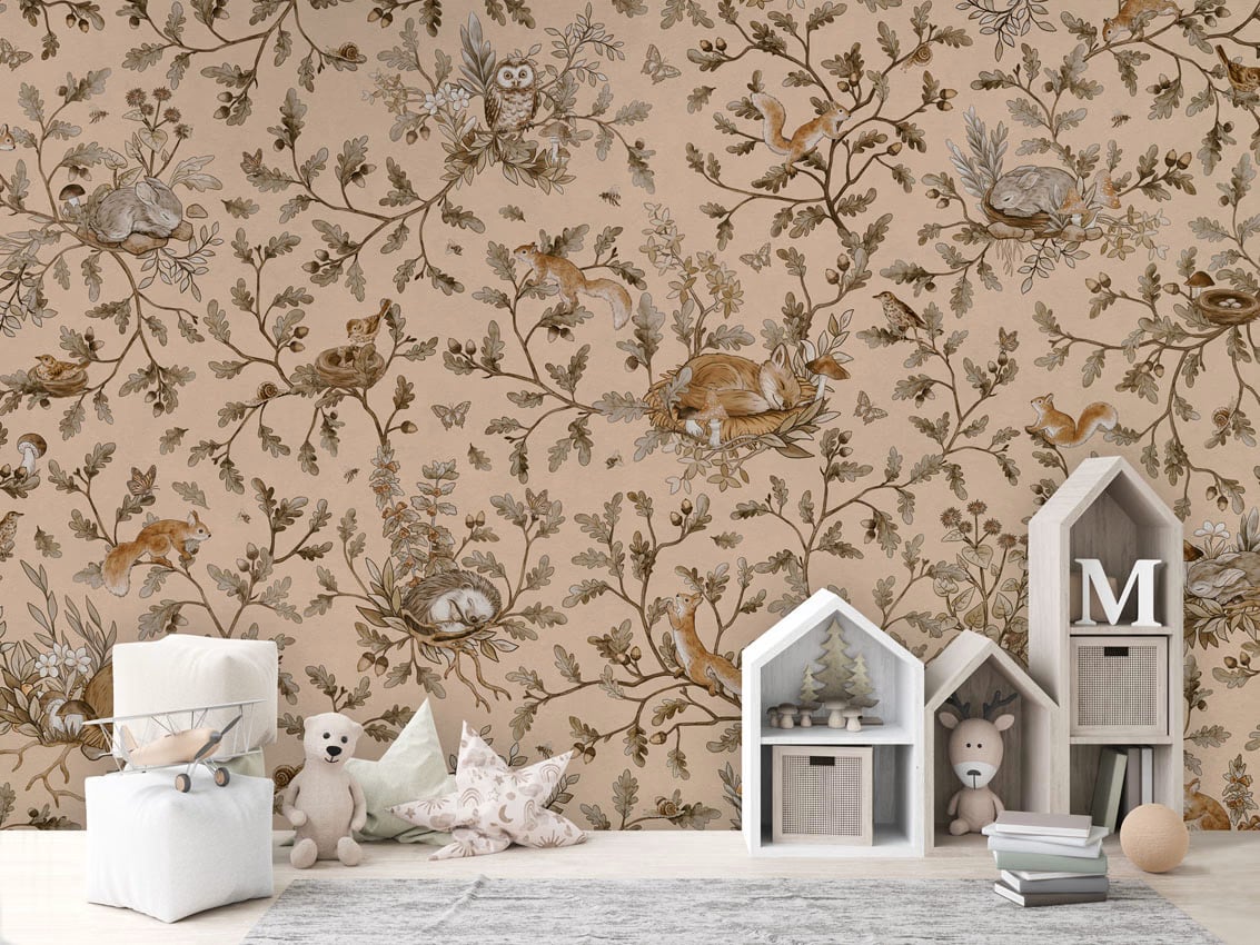 Playful Woods - Vintage Beige styled in a room