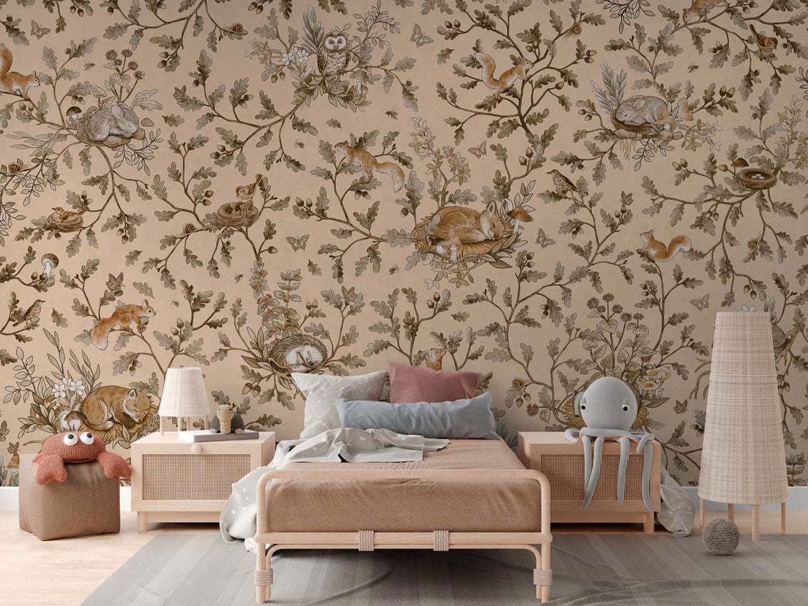 Playful Woods - Vintage Beige styled in a room