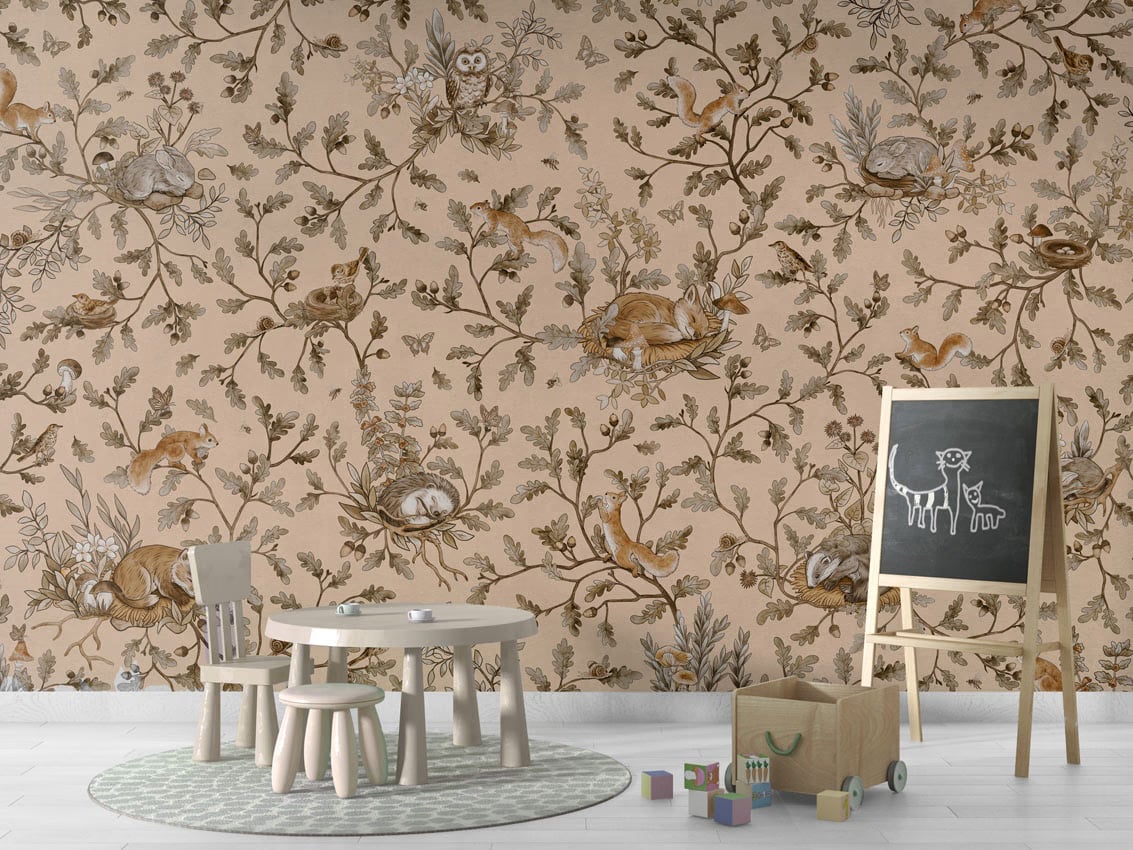 Playful Woods - Vintage Beige styled in a room