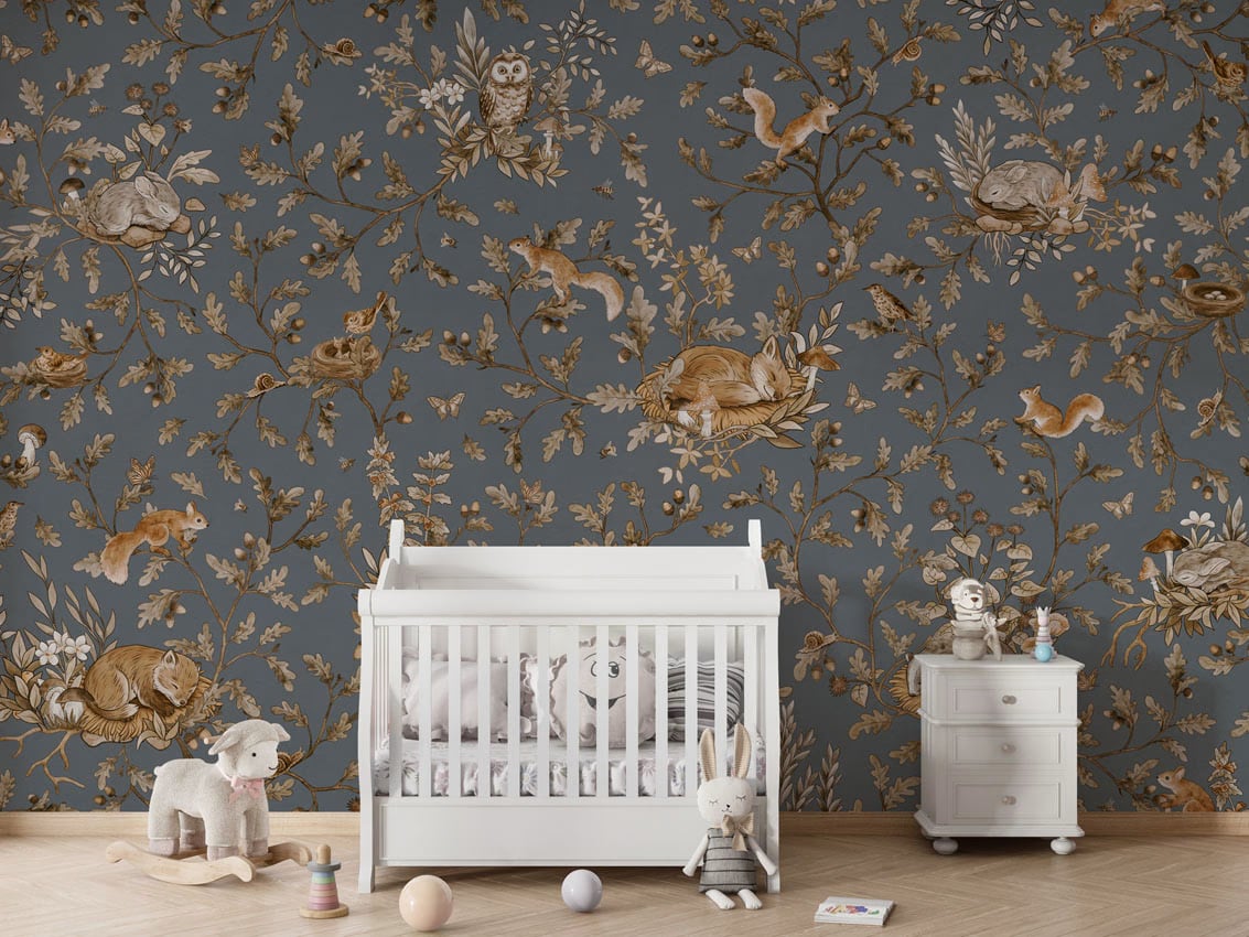 Playful Woods - Vintage Blue styled in a room