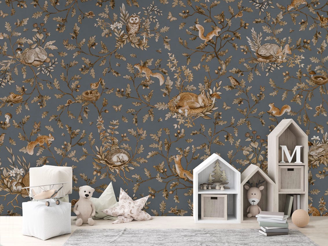 Playful Woods - Vintage Blue styled in a room