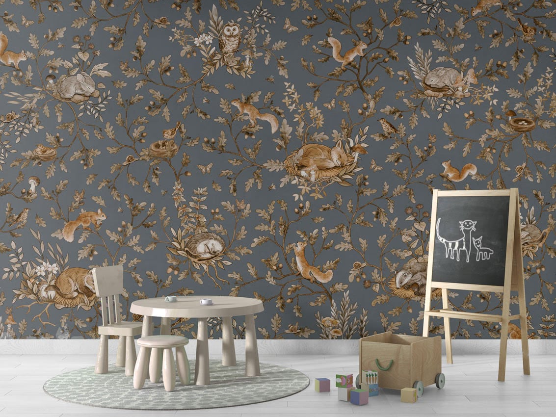 Playful Woods - Vintage Blue styled in a room