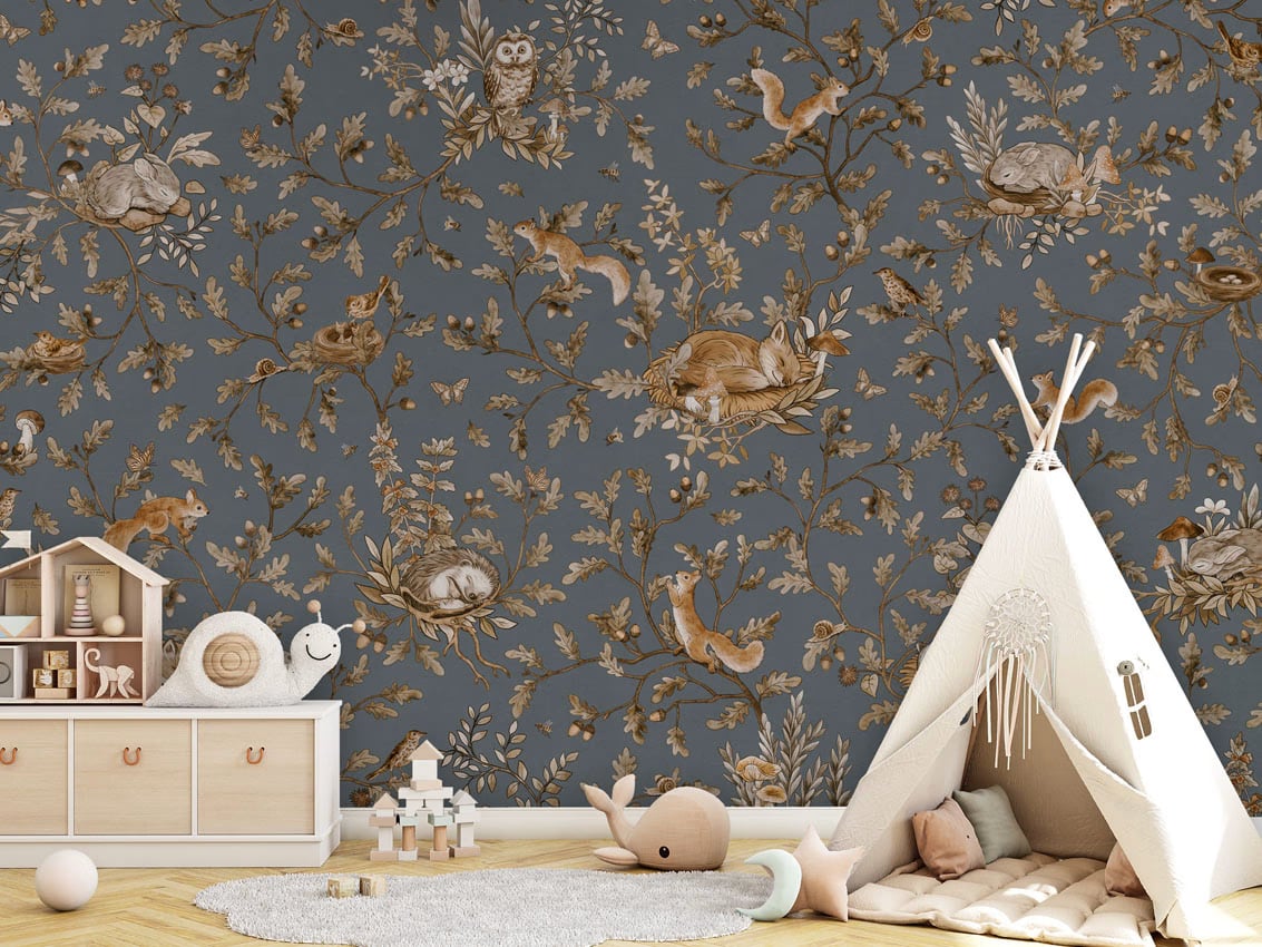 Playful Woods - Vintage Blue styled in a room