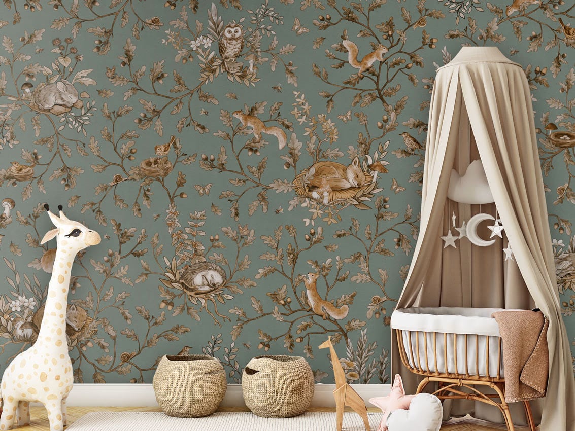Playful Woods - Vintage Green styled in a room