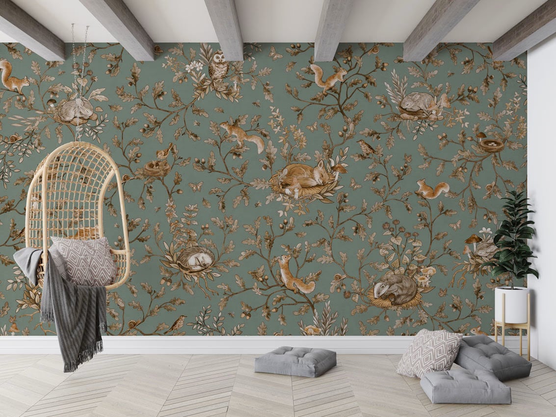 Playful Woods - Vintage Green styled in a room