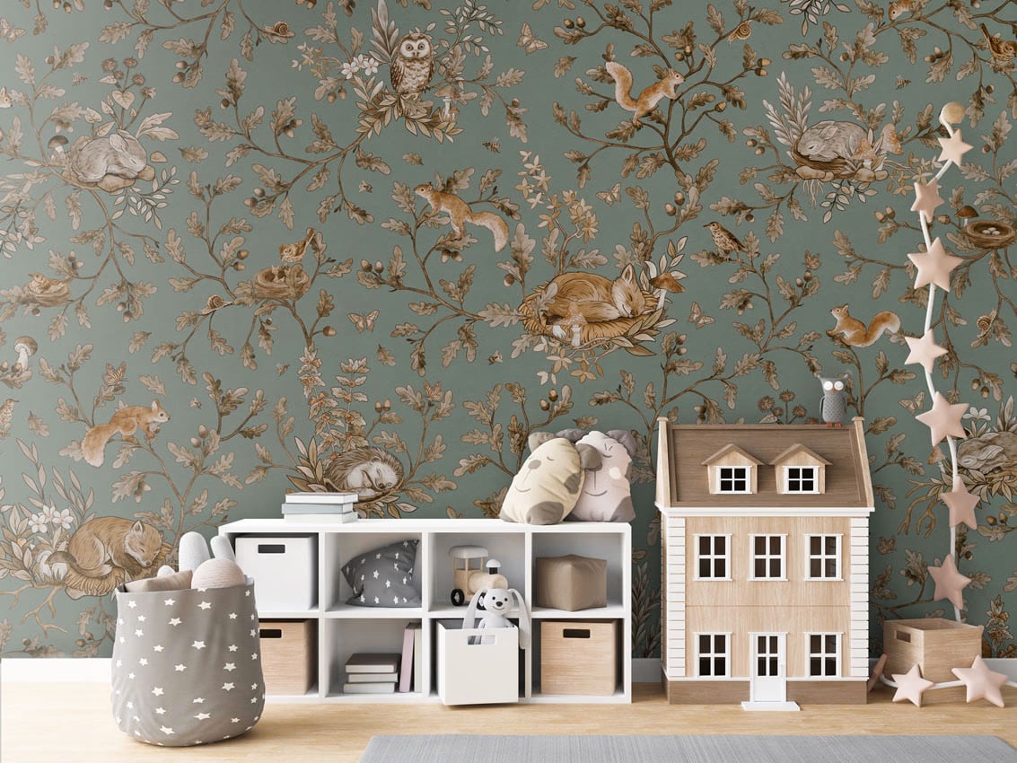 Playful Woods - Vintage Green styled in a room