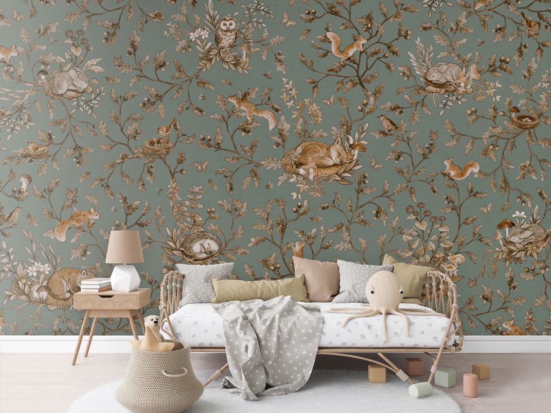 Playful Woods - Vintage Green styled in a room