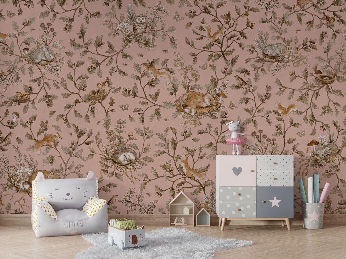 Playful Woods - Vintage Pink styled in a room