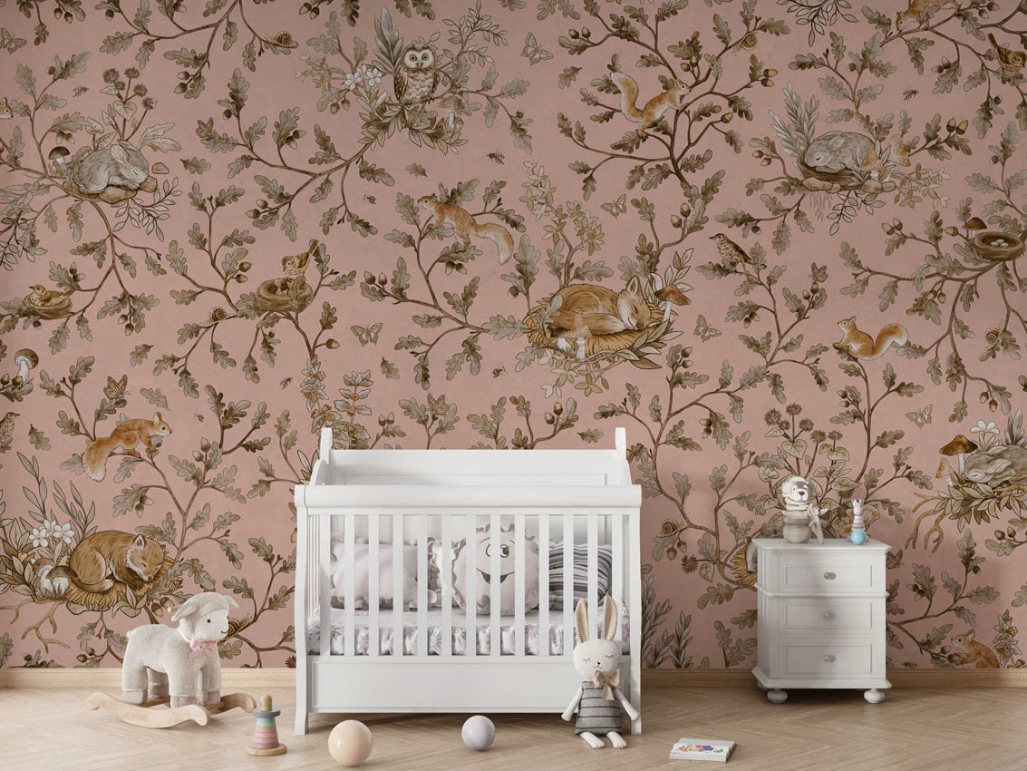 Playful Woods - Vintage Pink styled in a room