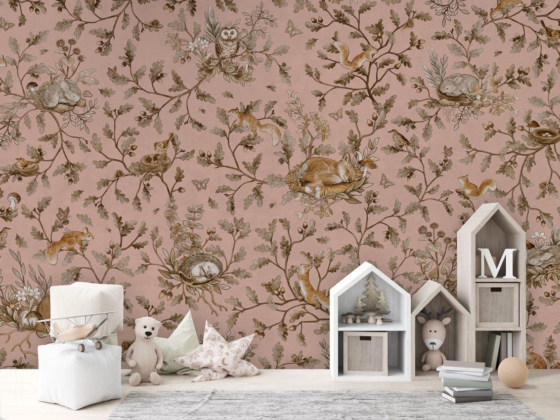 Playful Woods - Vintage Pink styled in a room
