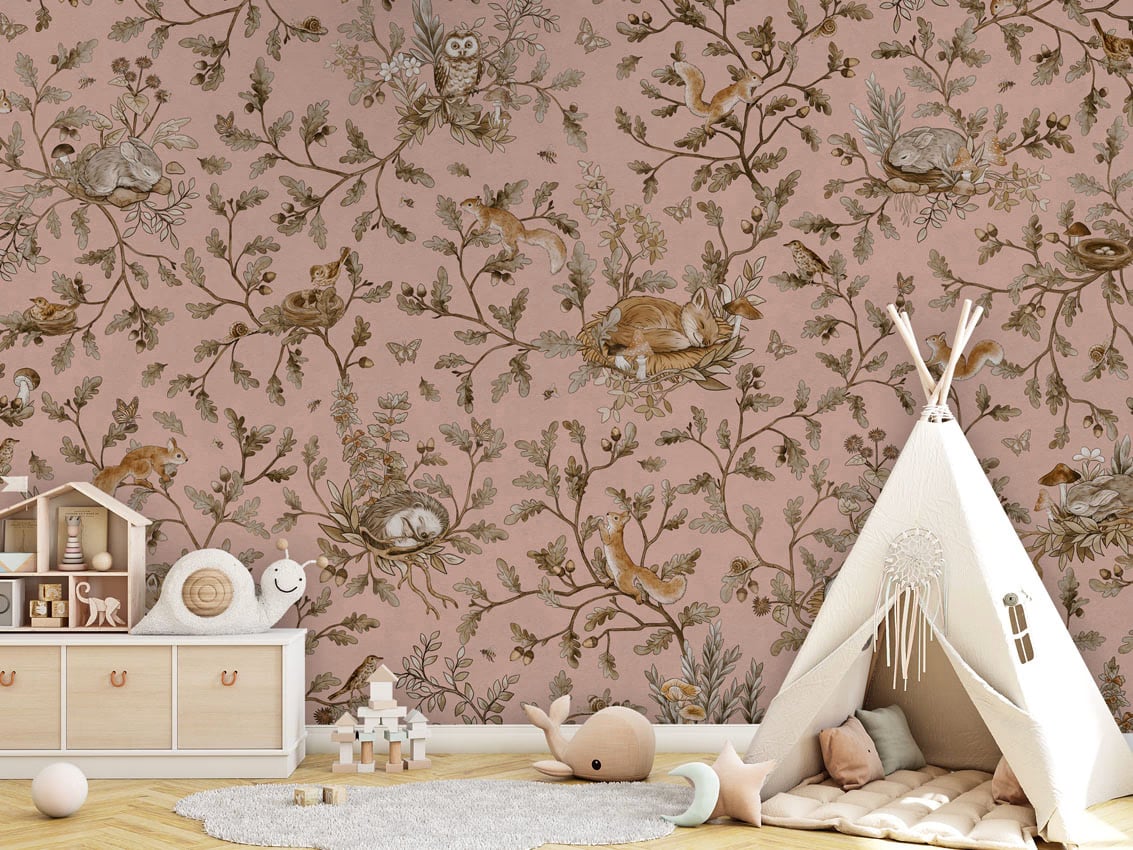 Playful Woods - Vintage Pink styled in a room