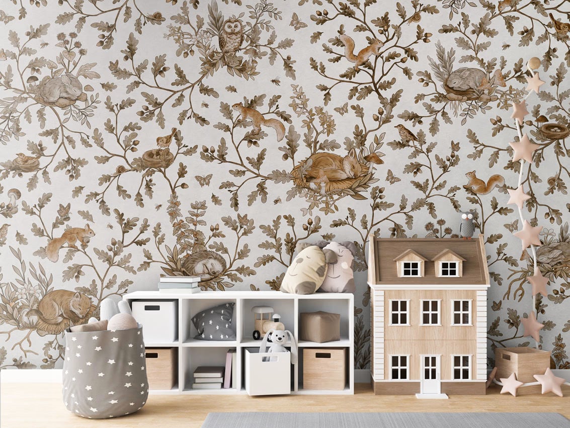 Playful Woods - Vintage White styled in a room