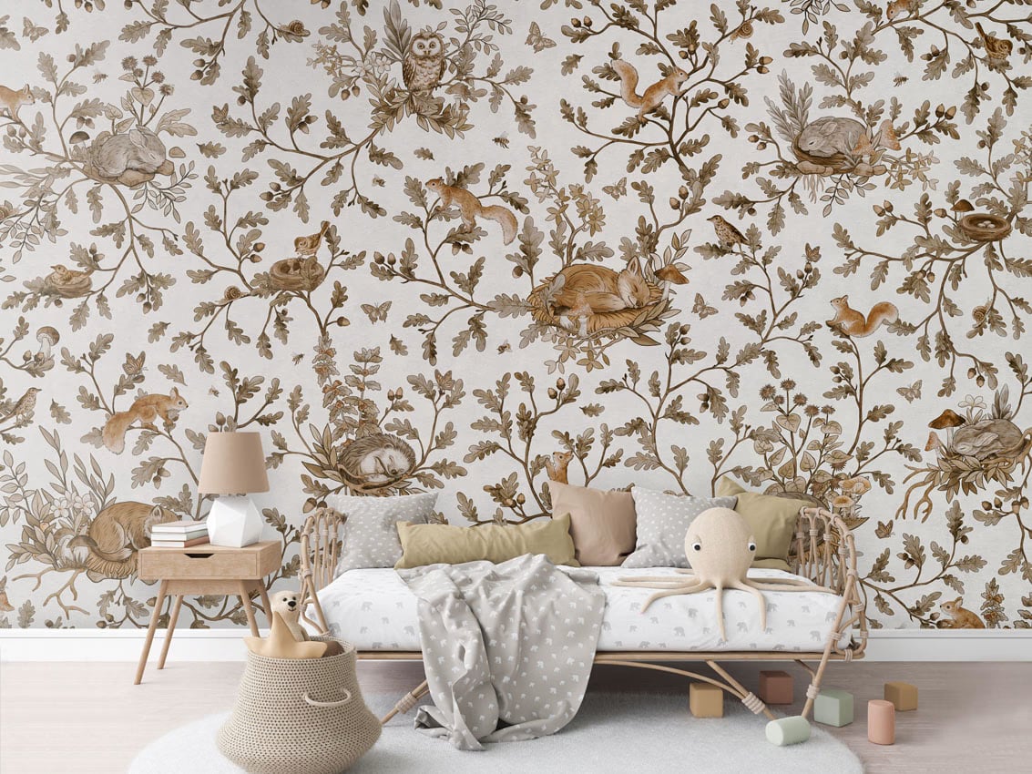 Playful Woods - Vintage White styled in a room