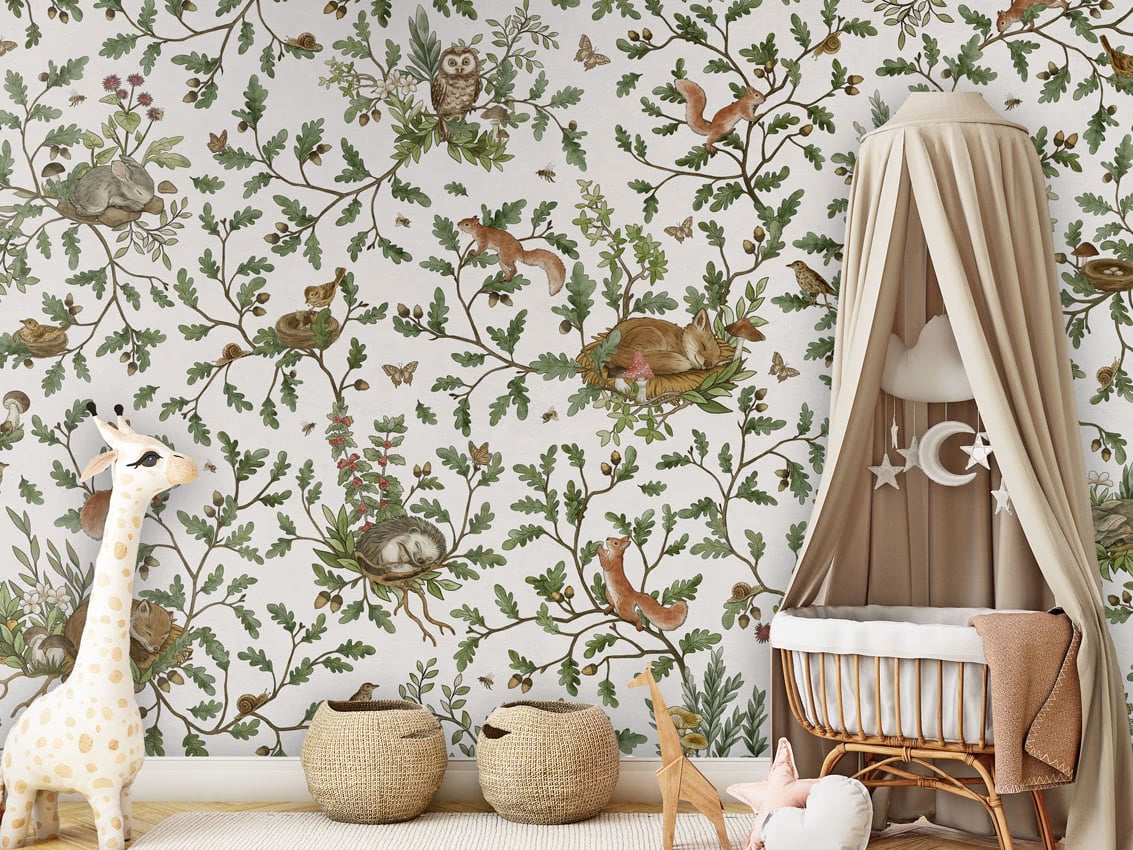 Playful Woods - White styled in a room